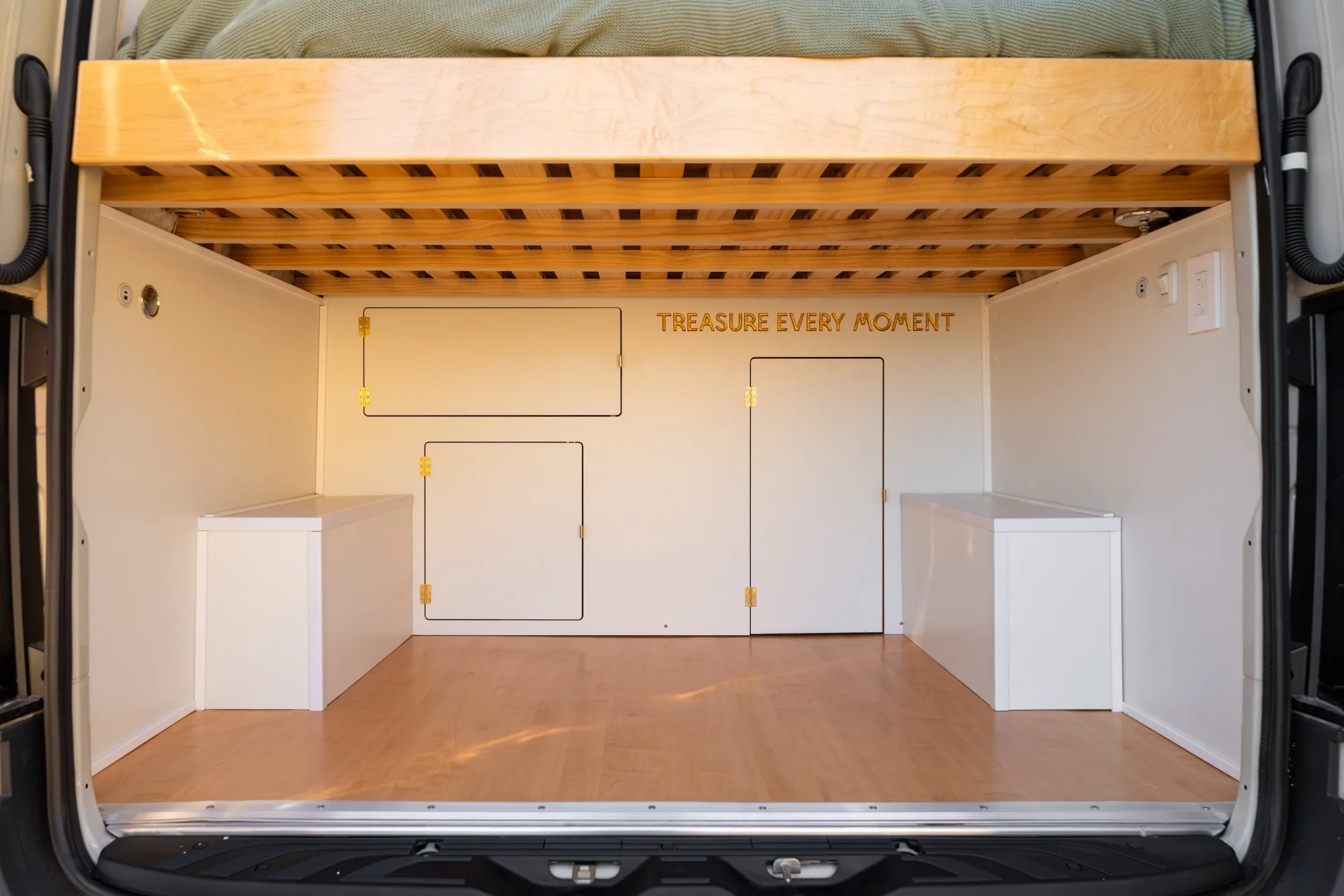 Rear garage with hidden storage under the bed
