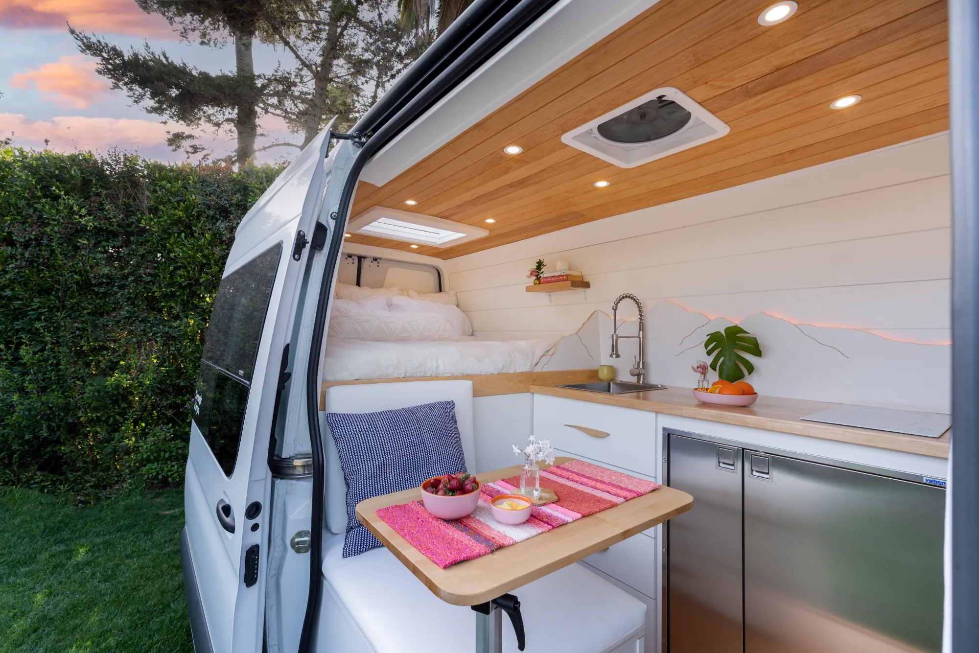 Inside a Treasure Van at sunset