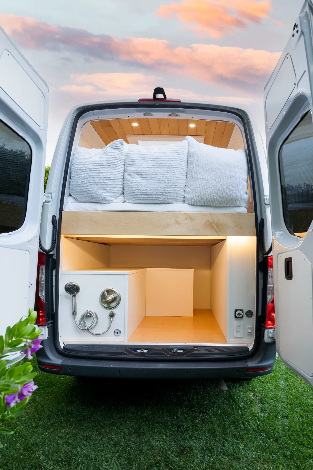 Rear storage, toilet, and shower detail