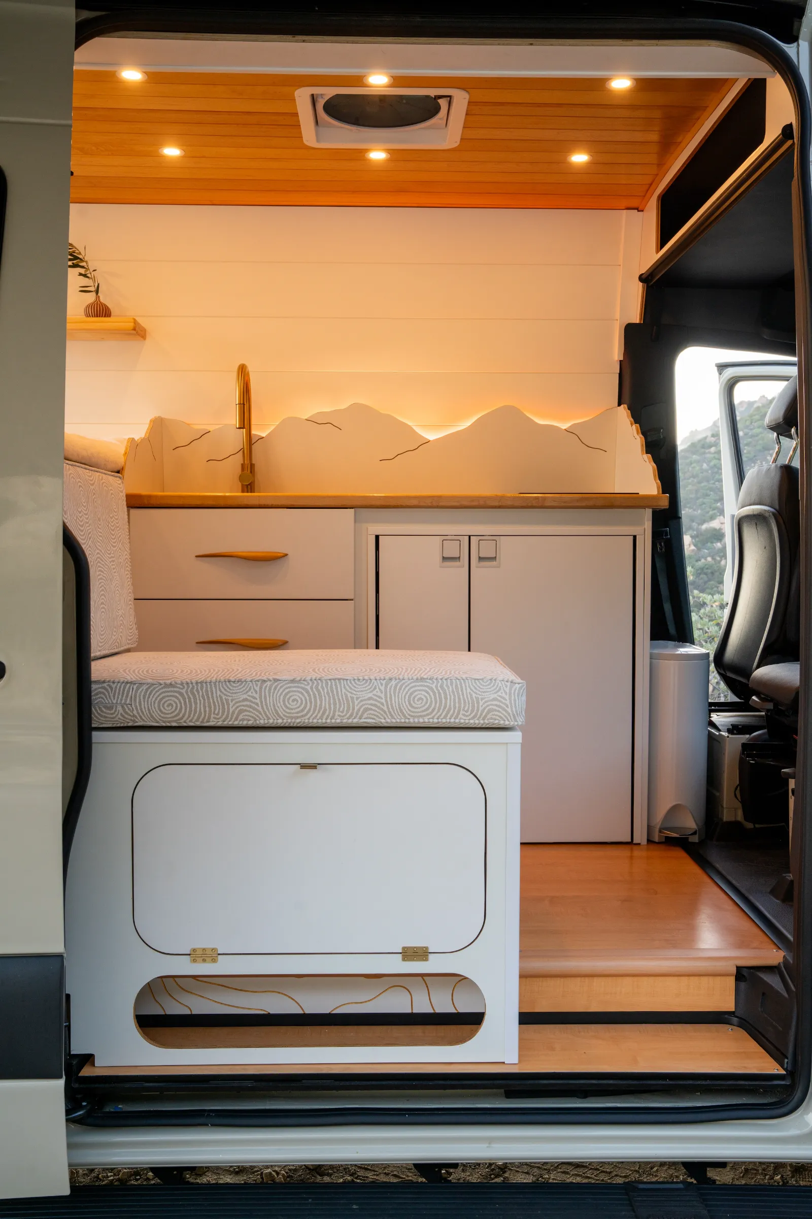 Mountain Light glowing above the kitchen